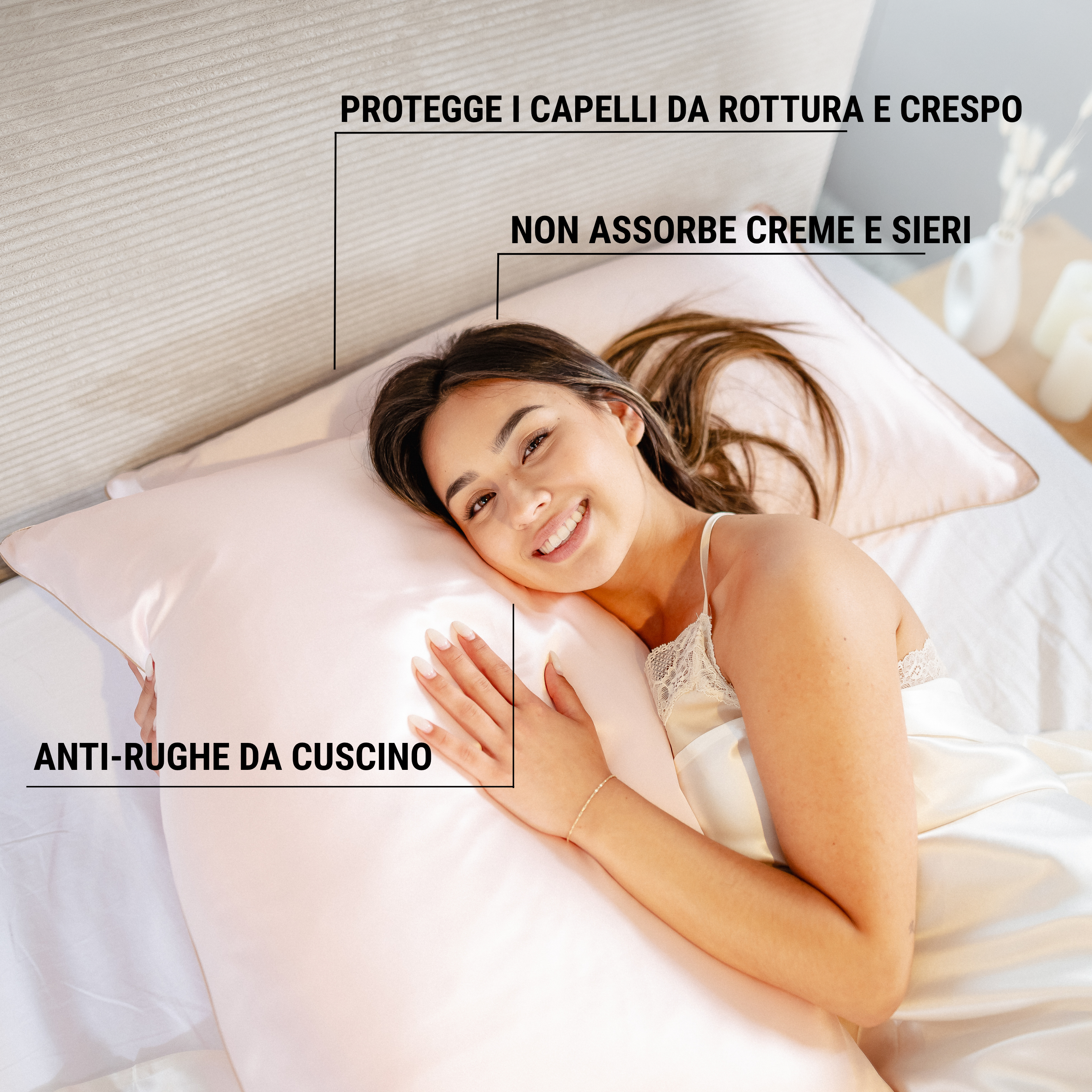 Federa in seta 50×80 in 100% pura seta (22 Momme, Classe 6A) di GN Glowy Nights® – federa di seta dermatologicamente testata, effetto anti-crespo, per capelli morbidi e una pelle luminosa