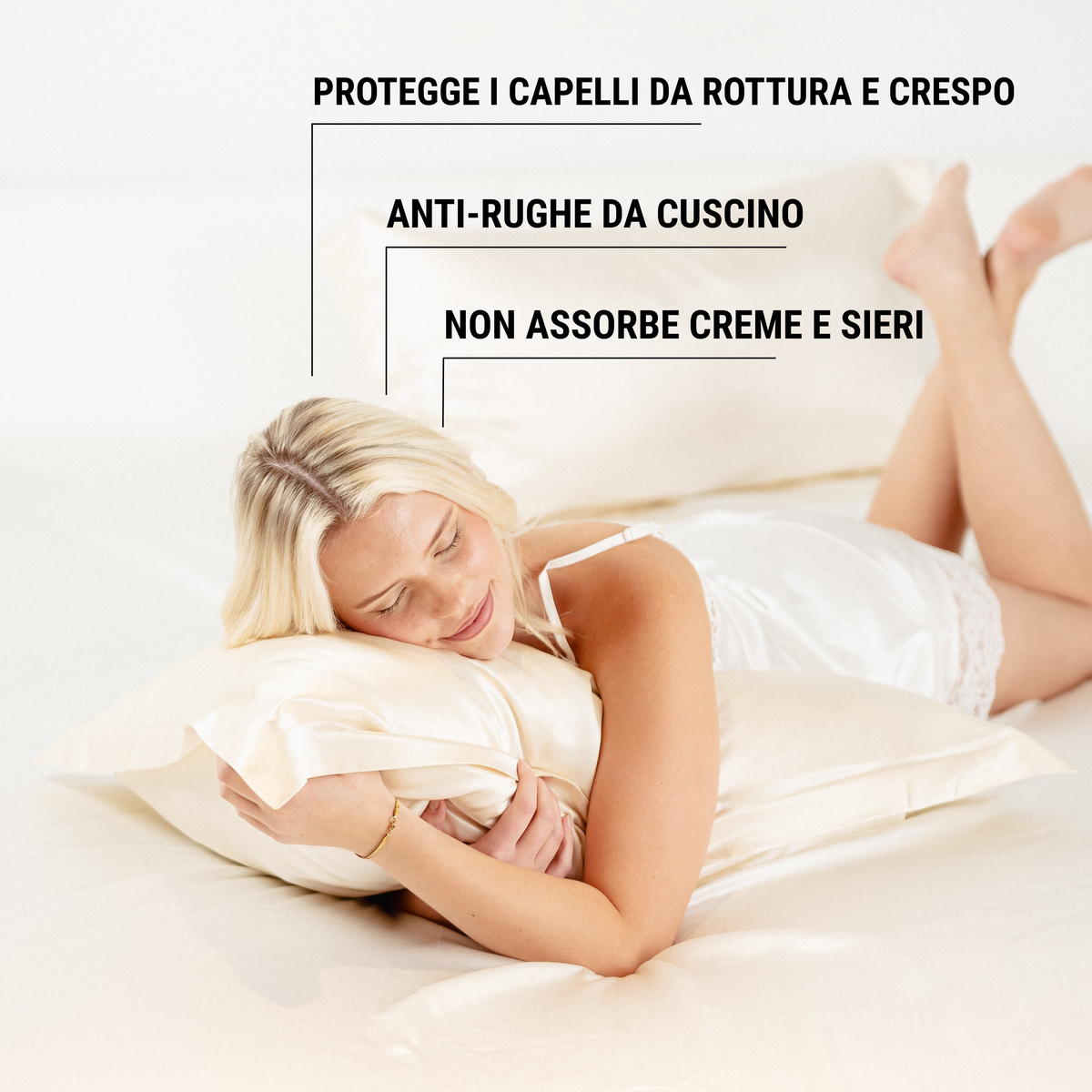 Federa in seta 50×80 in 100% pura seta (22 Momme, Classe 6A) di GN Glowy Nights® – federa di seta dermatologicamente testata, effetto anti-crespo, per capelli morbidi e una pelle luminosa
