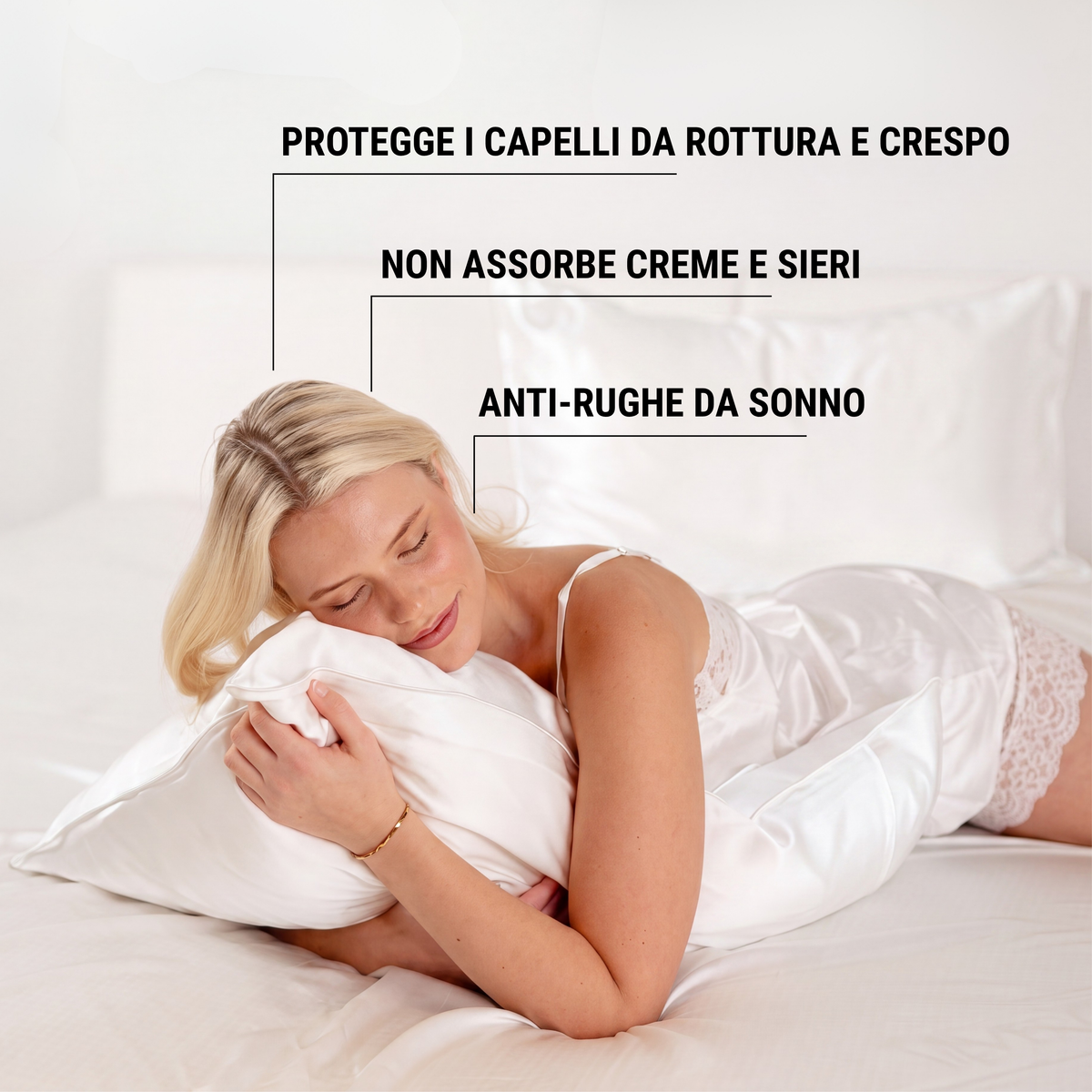 Federa in seta 50×80 in 100% pura seta (22 Momme, Classe 6A) di GN Glowy Nights® – dermatologicamente testata, effetto anti-crespo, per capelli morbidi e una pelle luminosa