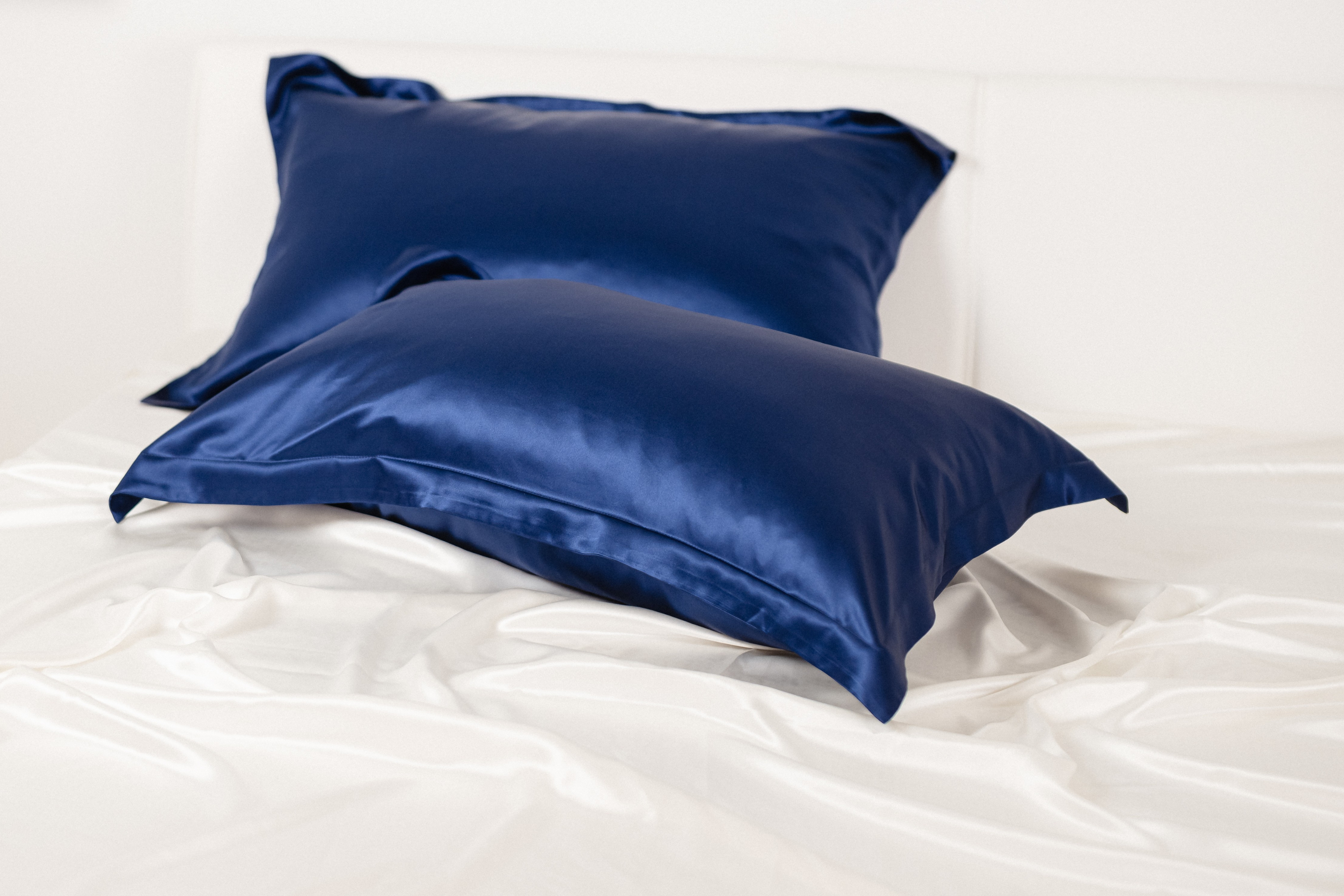 Federa di seta blu notte con bordo oxford | 50 x 80 cm (1 pz.)
