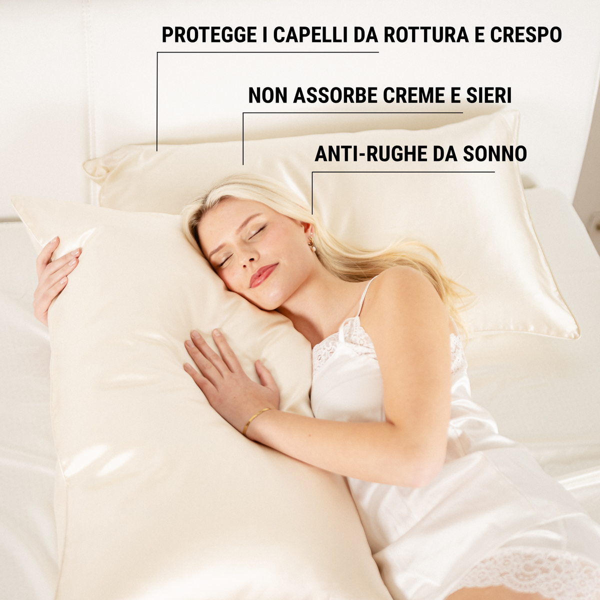 Federa in seta 50×80 in 100% pura seta (22 Momme, Classe 6A) di GN Glowy Nights® – dermatologicamente testata, effetto anti-crespo, per capelli morbidi e una pelle luminosa