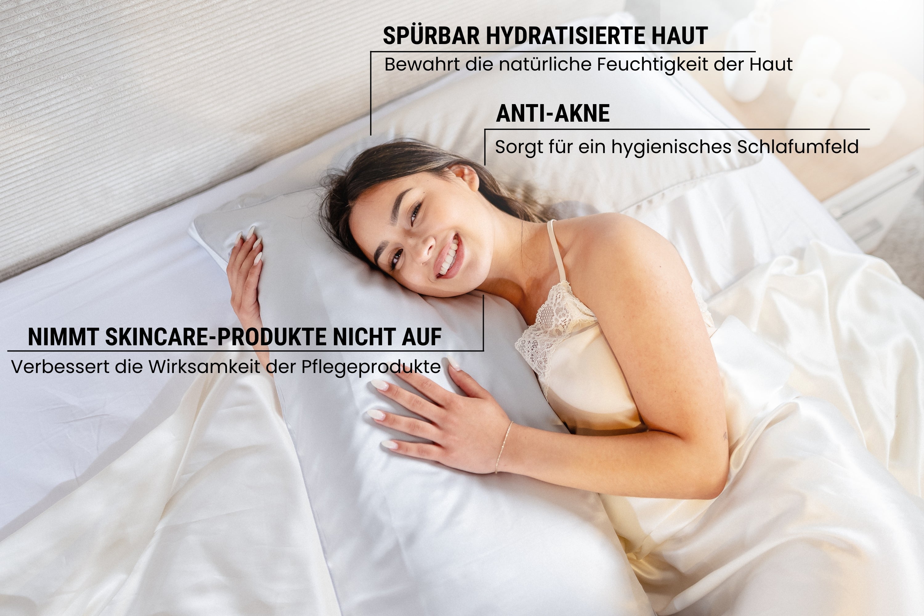 Seidenkissenbezug Silber mit paspeliertem Rand | 40 x 80 cm (1 Stk.)