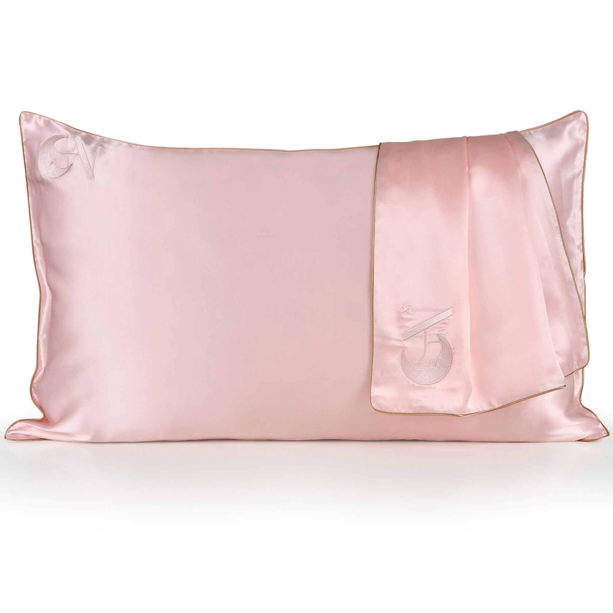 Seidenkissenbezug Light Pink - Beige Piping Edge | 50 x 80 cm.jpg