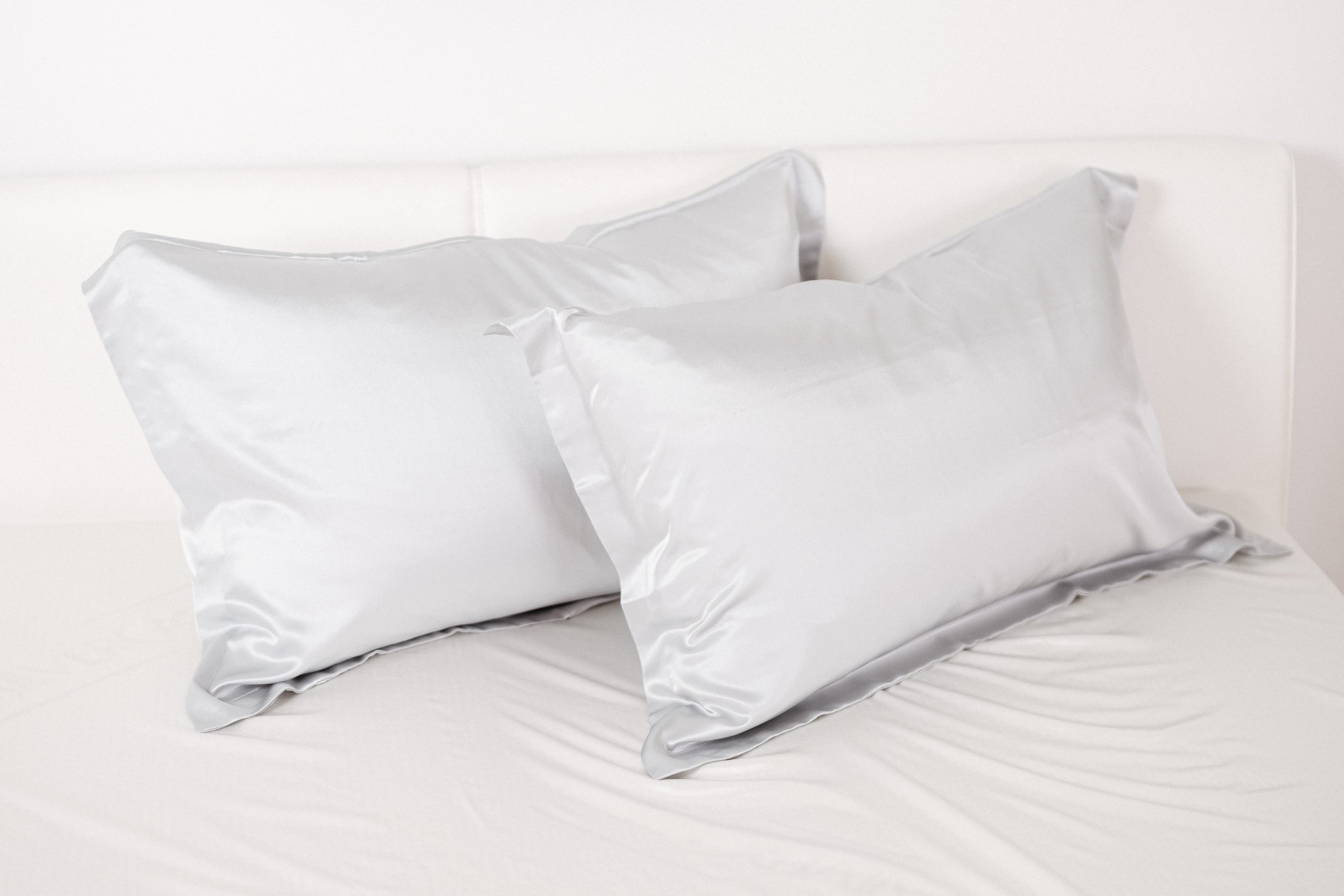 Federa di seta argento con bordo oxford | 50 x 80 cm (1 pz.)