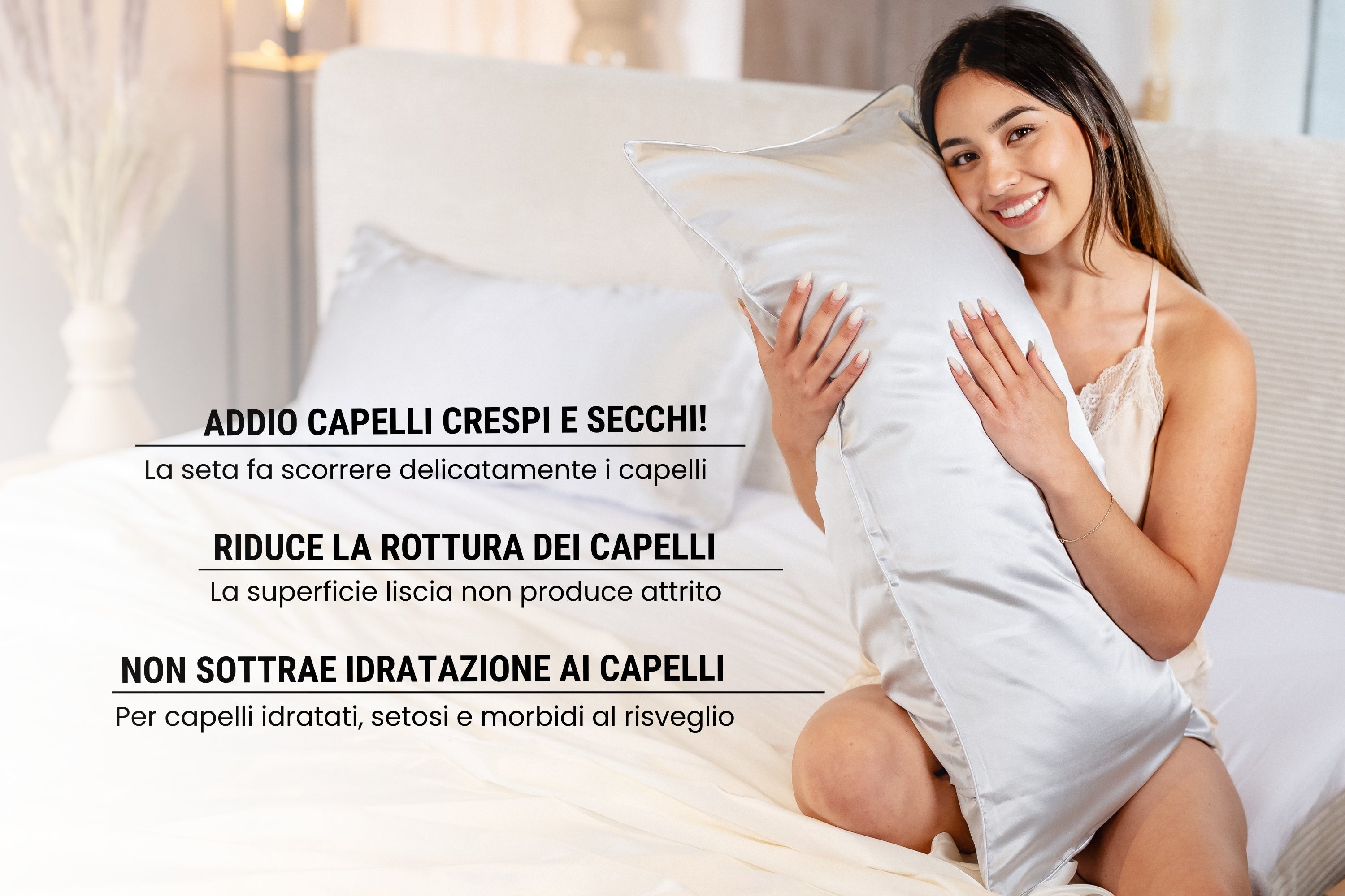 Federa di seta argento con bordino cordonato | 50 x 80 cm (1 pz.)