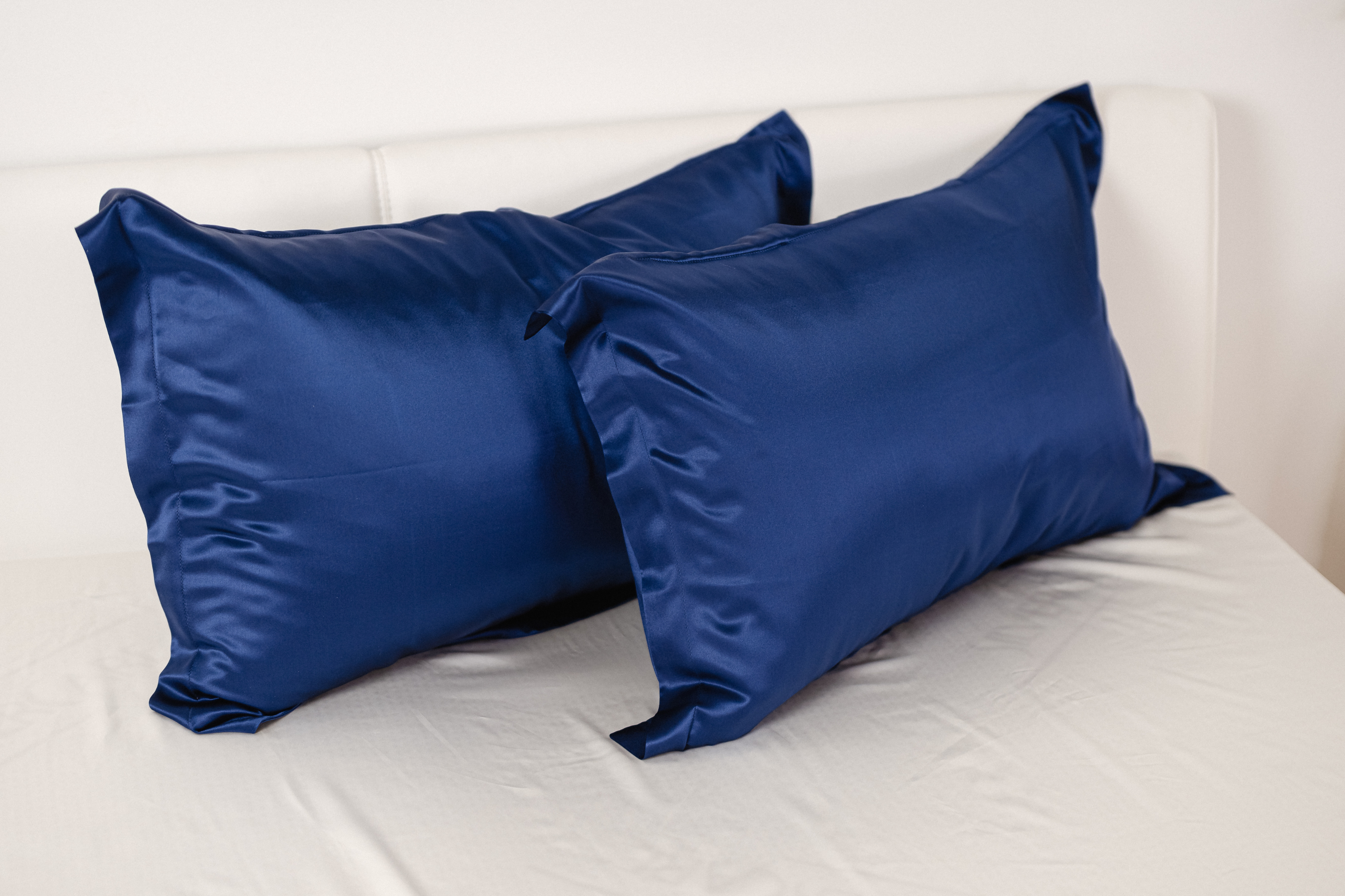 Federa di seta blu notte con bordo oxford | 50 x 80 cm (1 pz.)