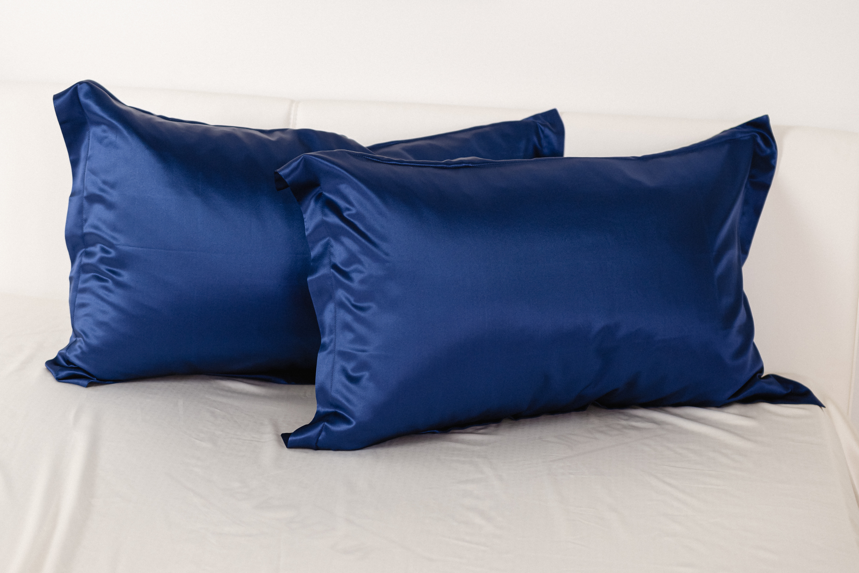 Federa di seta blu notte con bordo oxford | 50 x 80 cm (1 pz.)