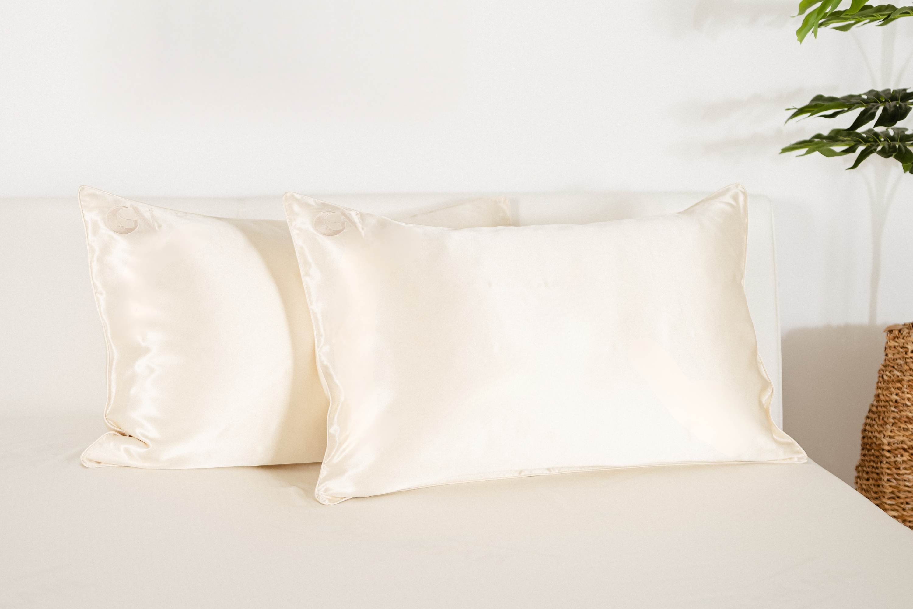 Federa di seta light champagne con bordino cordonato | 50 x 80 cm (1 pz.)