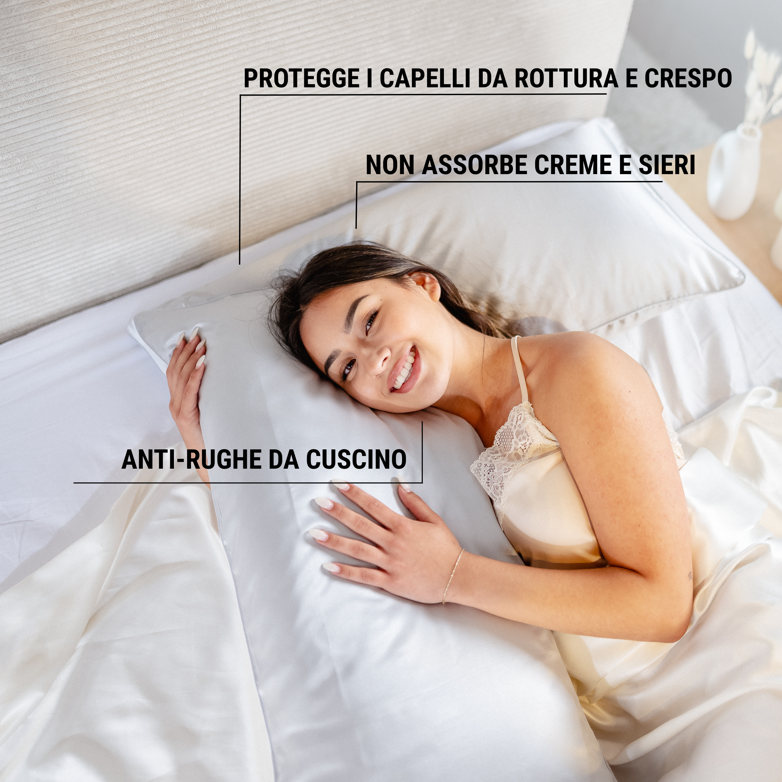 Federa in seta 50×80 in 100% pura seta (22 Momme, Classe 6A) di GN Glowy Nights® –  federa di seta dermatologicamente testata, effetto anti-crespo, per capelli morbidi e una pelle luminosa