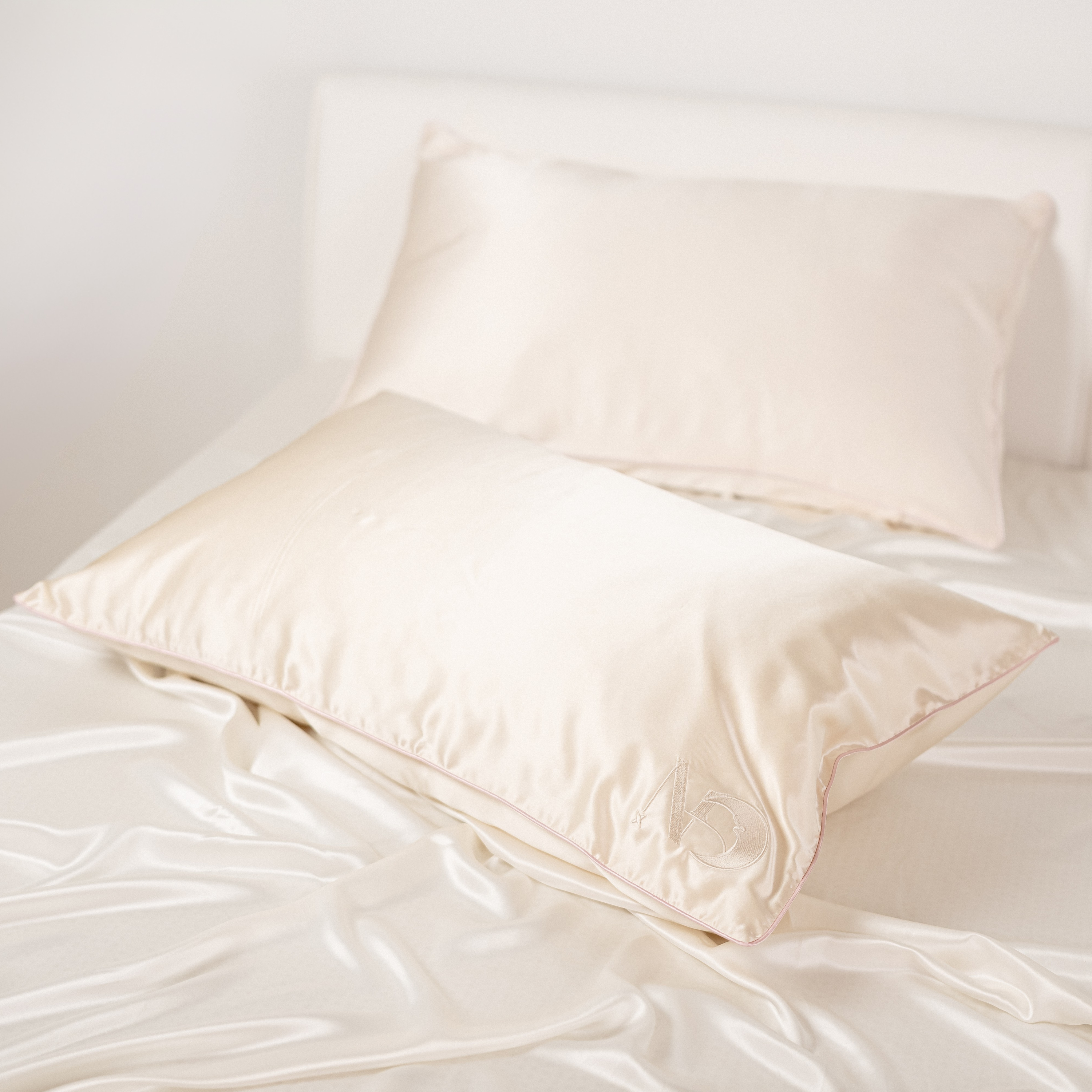 Federa in seta di gelso 22 Momme 50x80 cm color light champagne bordo cordonato